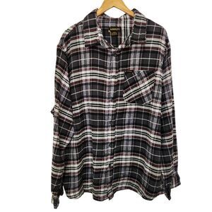 Stanley Workwear plaid check long sleeve button front shirt flannel 2XL